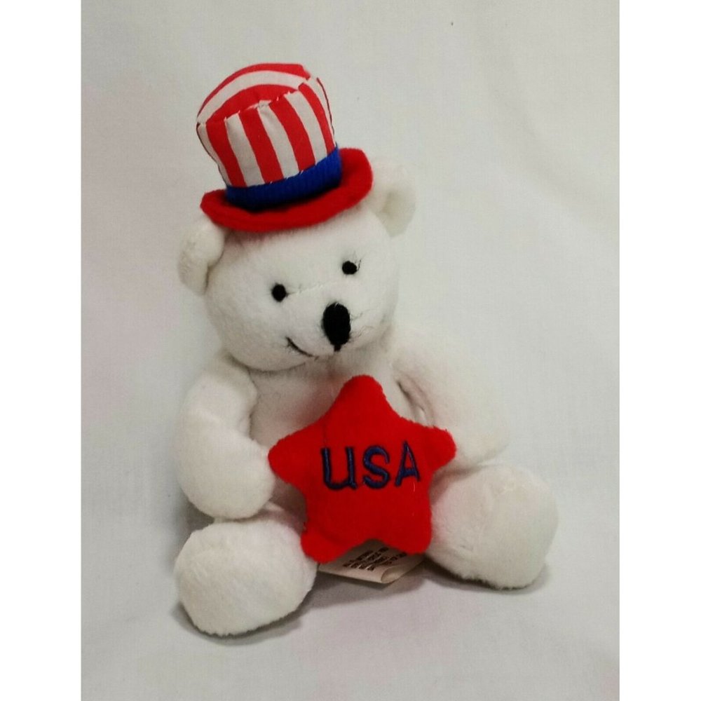 Teddy Bear Patriotic USA  Plush Stuffed Animal 5" OTC Red White Blue Star